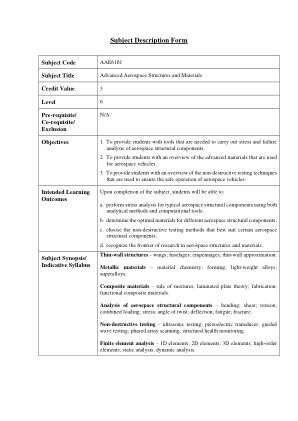 AAE6101 先进航空航天结构与材料